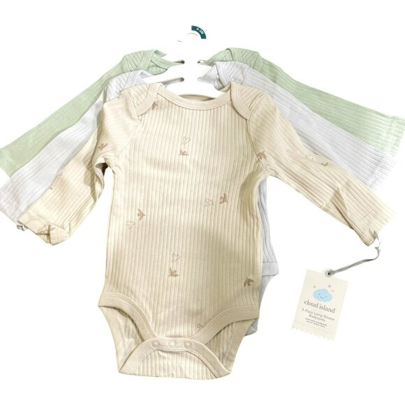 Cloud Island 3-Pack Long-Sleeve Bodysuits NWT Size 0-3 months - Picture 1 of 6